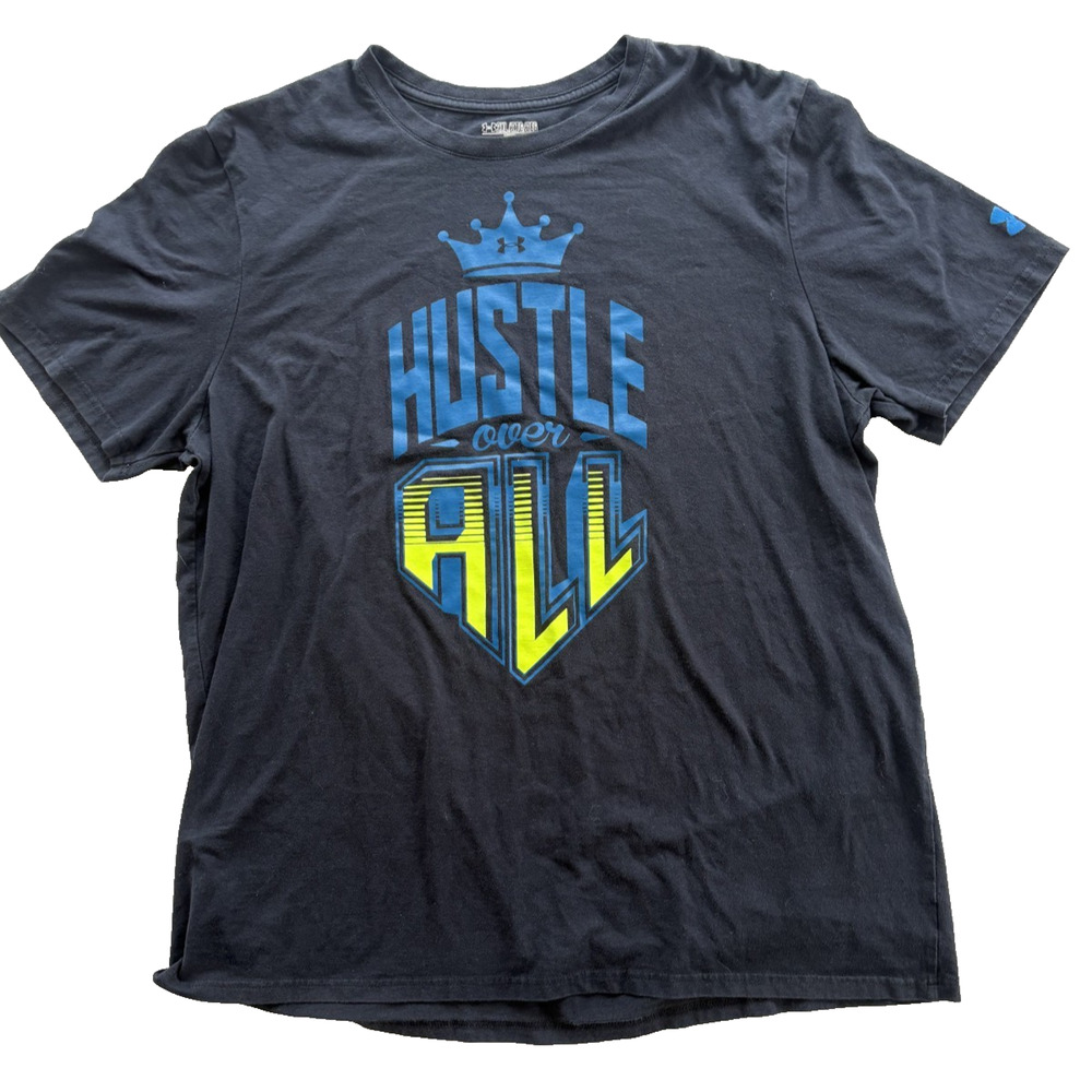 Under Armour Men's ‘Hustle Over All’ HeatGear T-Shirt Dark Navy/Blue- LOOSE 2XL